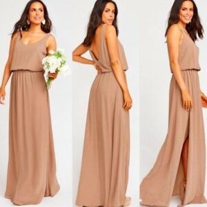 New Show Me Your MuMu Kendall Formal Bridesmaid Sleeveless Maxi Dress Tan XS